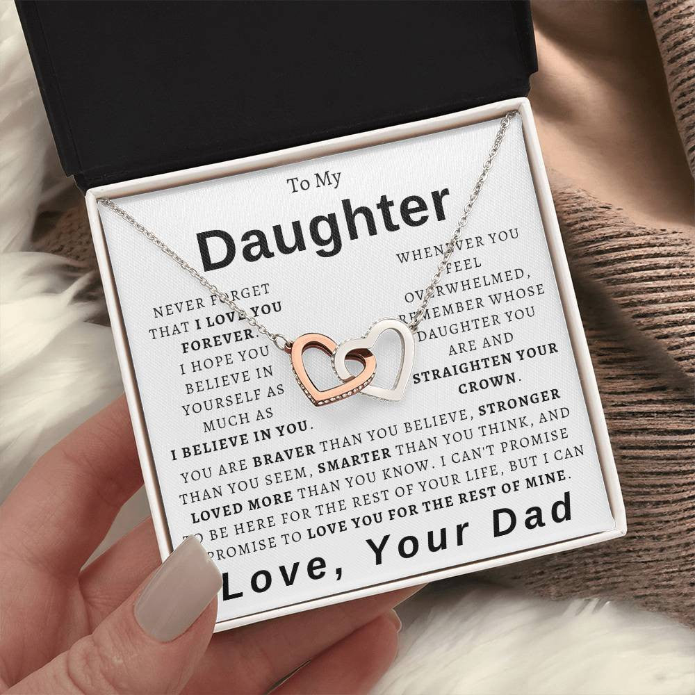 To My Daughter from Dad Hearts Necklace - Braver, Stronger, Smarter
