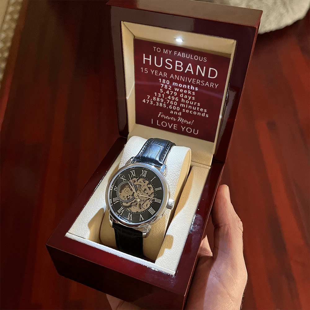 15th Wedding Anniversary Watch Gift for Husband