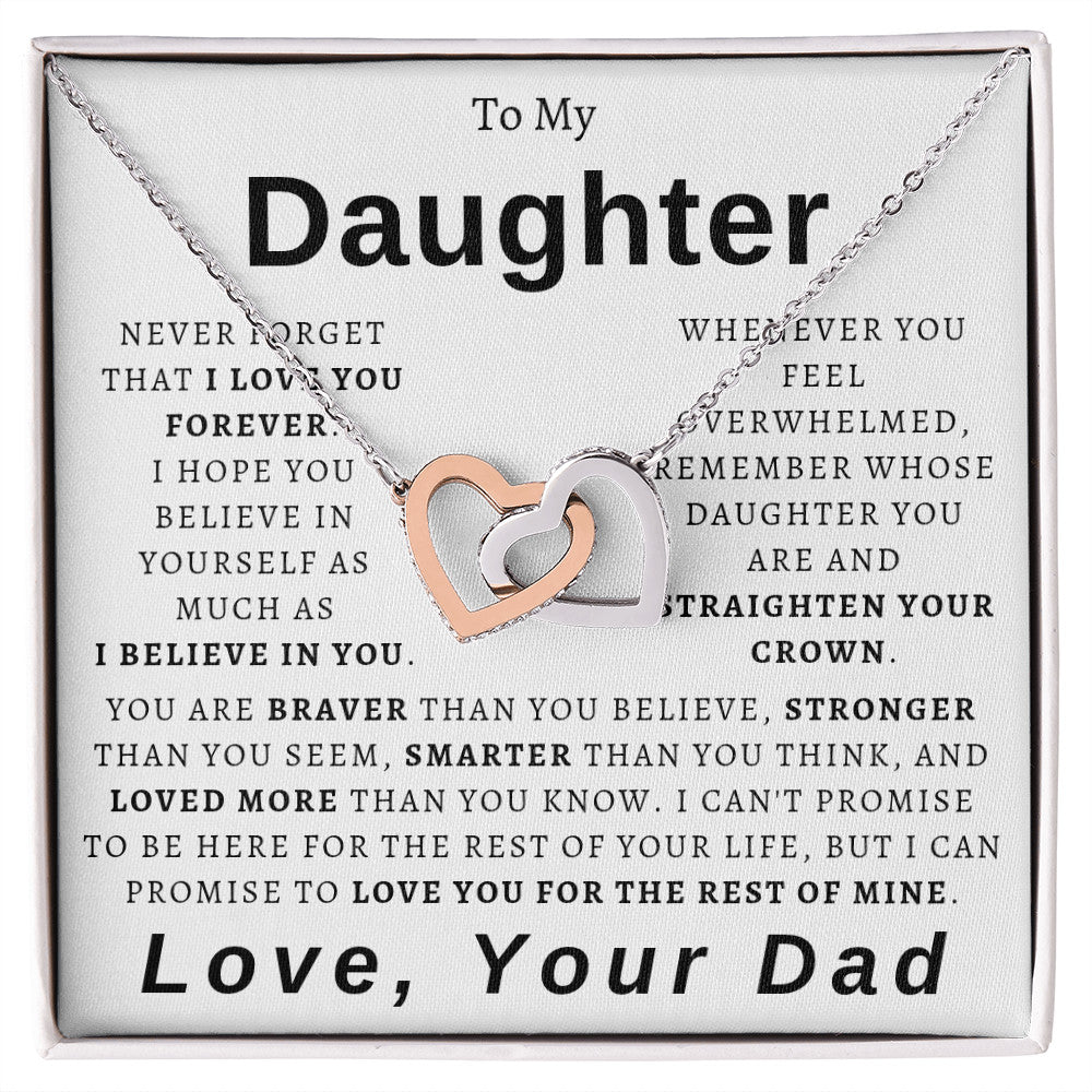 To My Daughter from Dad Hearts Necklace - Braver, Stronger, Smarter