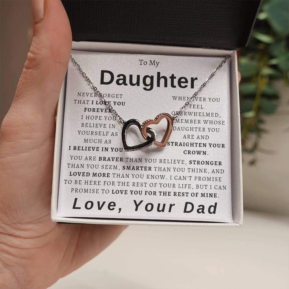 To My Daughter from Dad Hearts Necklace - Braver, Stronger, Smarter