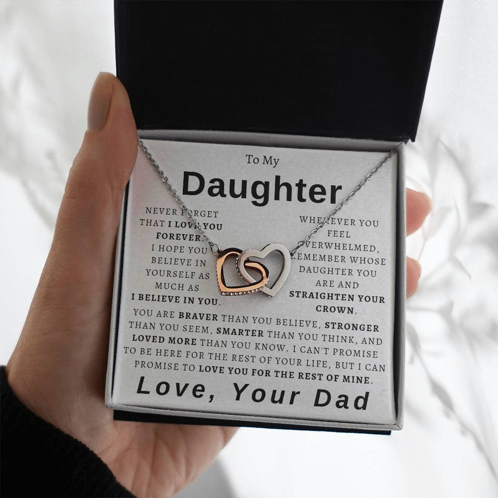 To My Daughter from Dad Hearts Necklace - Braver, Stronger, Smarter