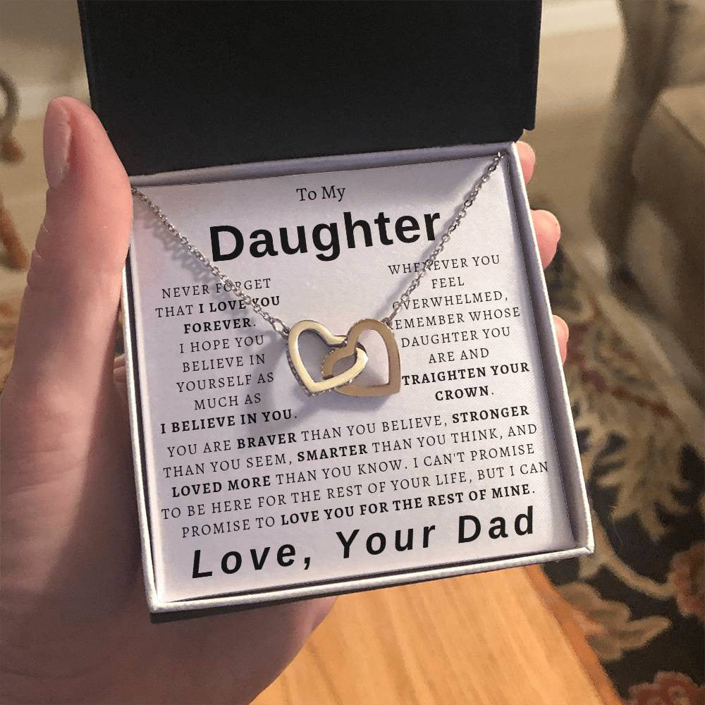 To My Daughter from Dad Hearts Necklace - Braver, Stronger, Smarter
