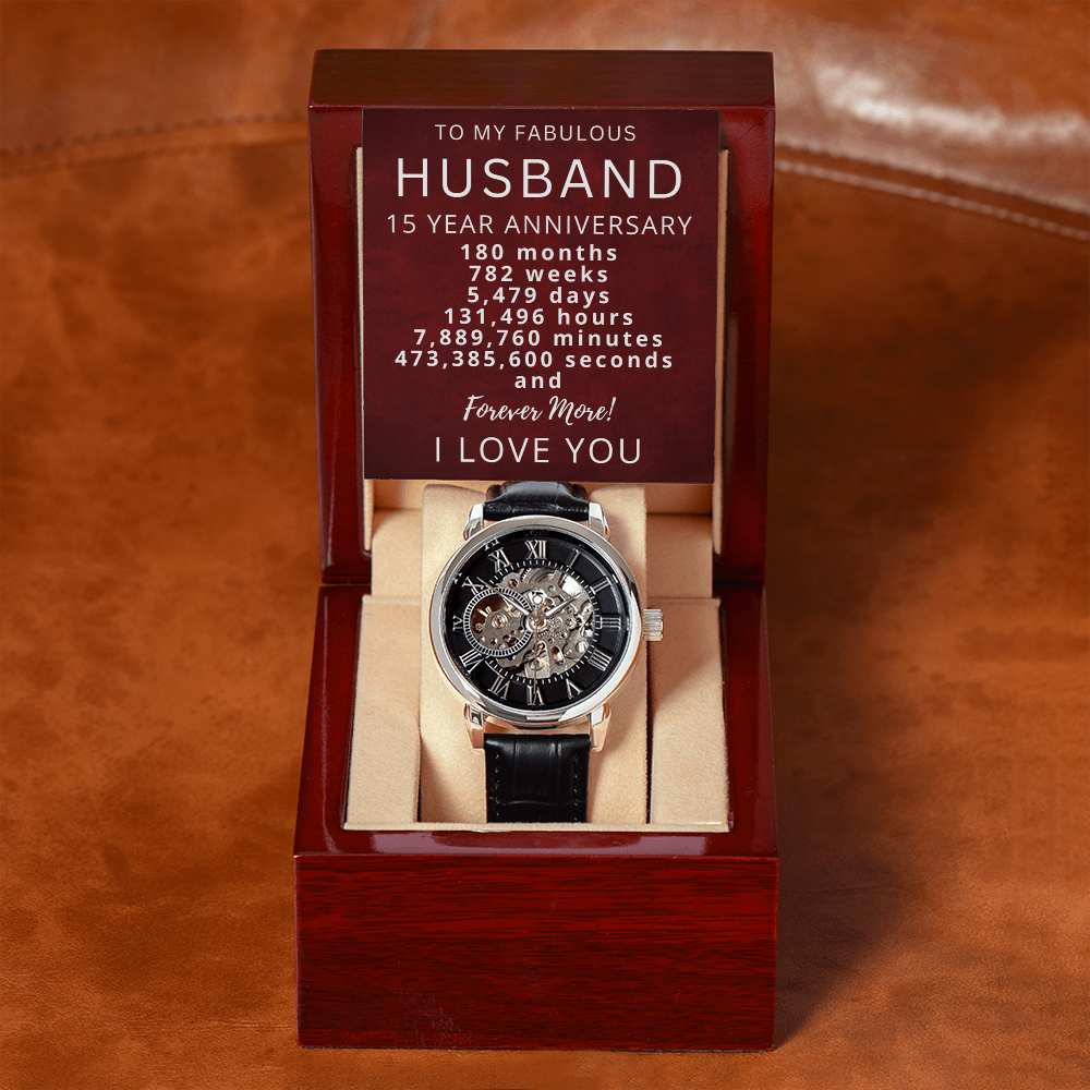 15th Wedding Anniversary Watch Gift for Husband