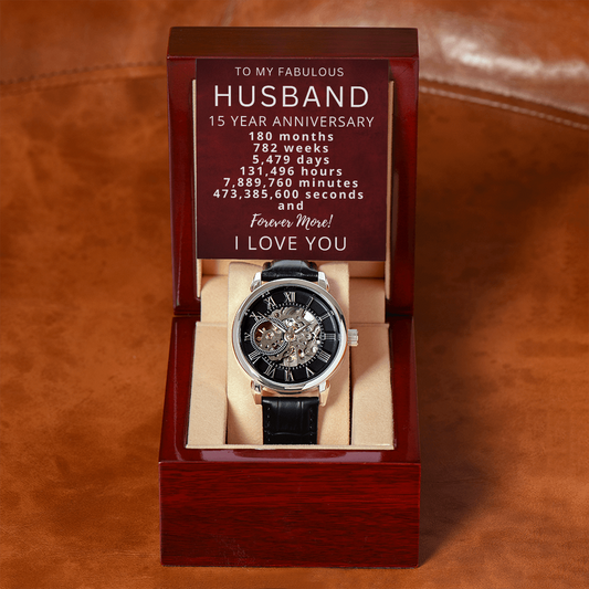 15th Wedding Anniversary Watch Gift for Husband