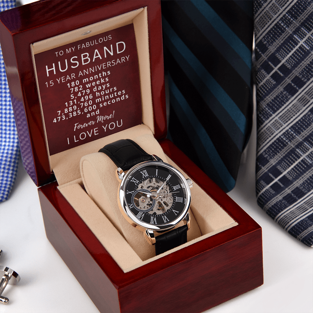 15th Wedding Anniversary Watch Gift for Husband