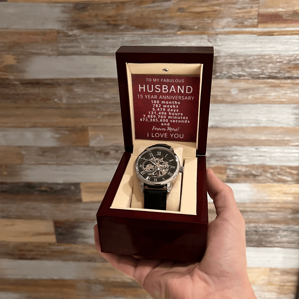 15th Wedding Anniversary Watch Gift for Husband