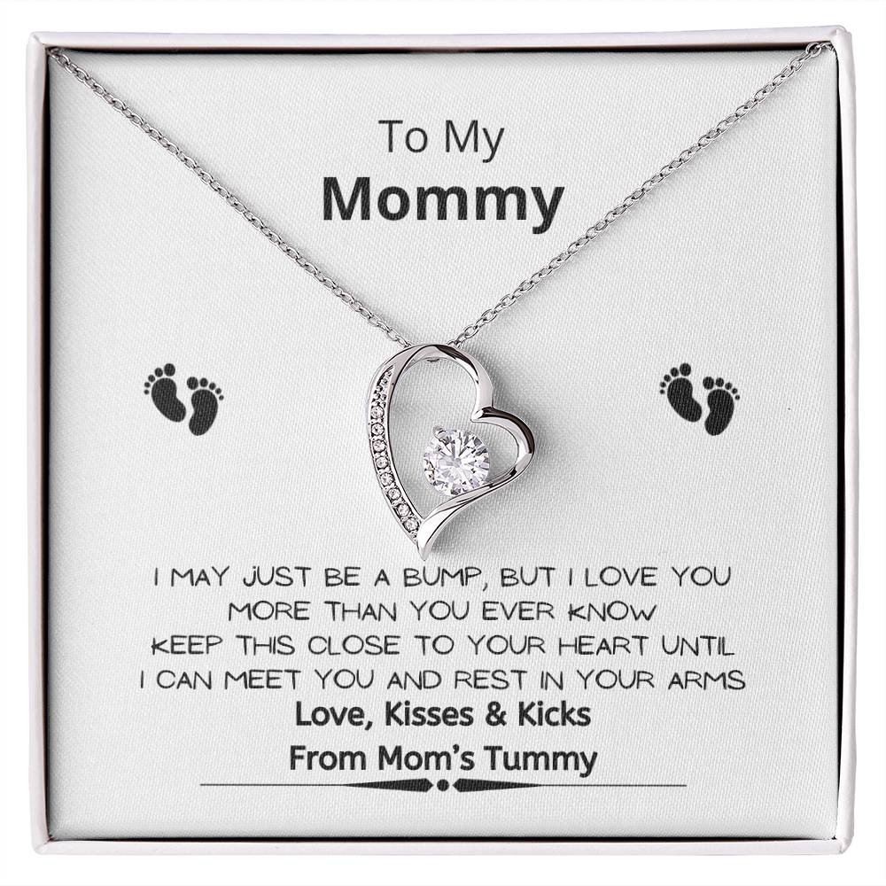To My Mommy Baby Feet Heart Necklace