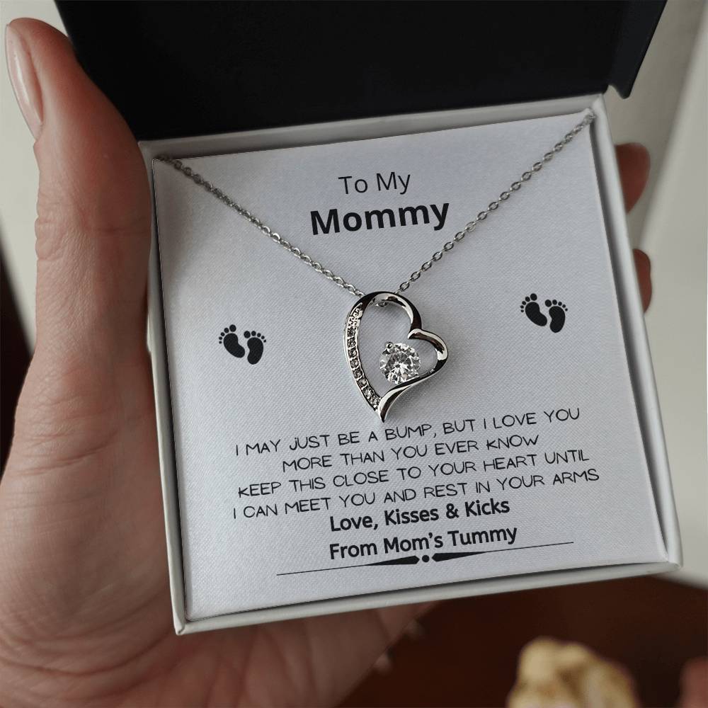 To My Mommy Baby Feet Heart Necklace