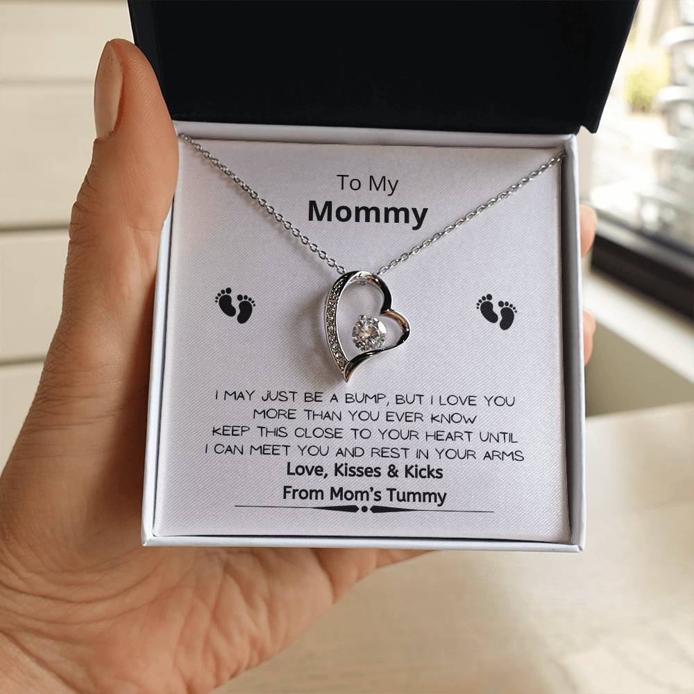 To My Mommy Baby Feet Heart Necklace