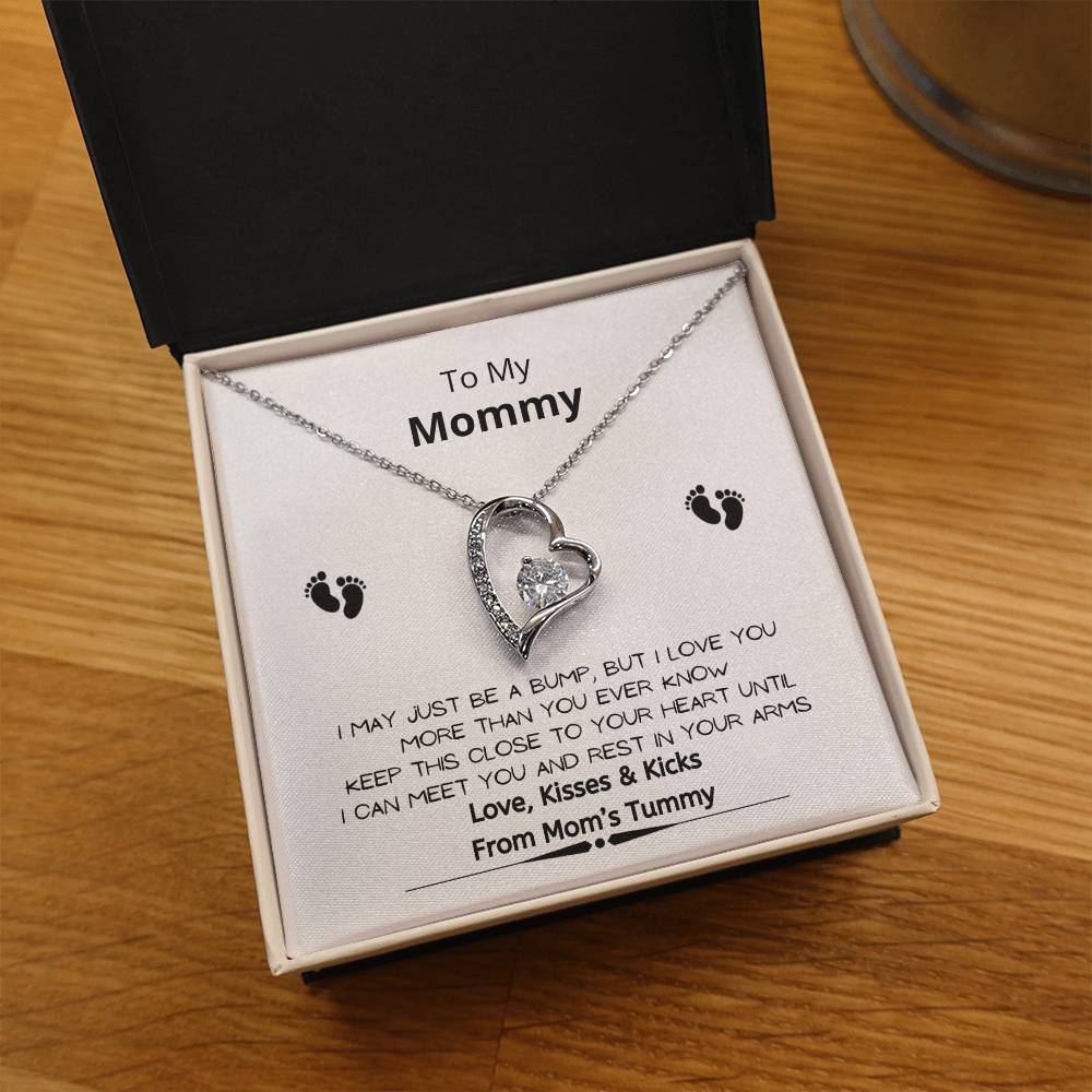 To My Mommy Baby Feet Heart Necklace