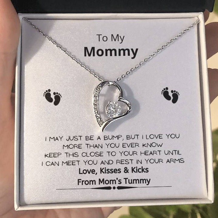To My Mommy Baby Feet Heart Necklace