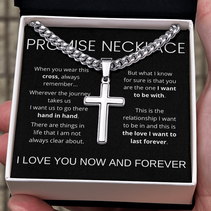 Stainless Steel Cross Necklace, Cuban Chain, Gift For Him