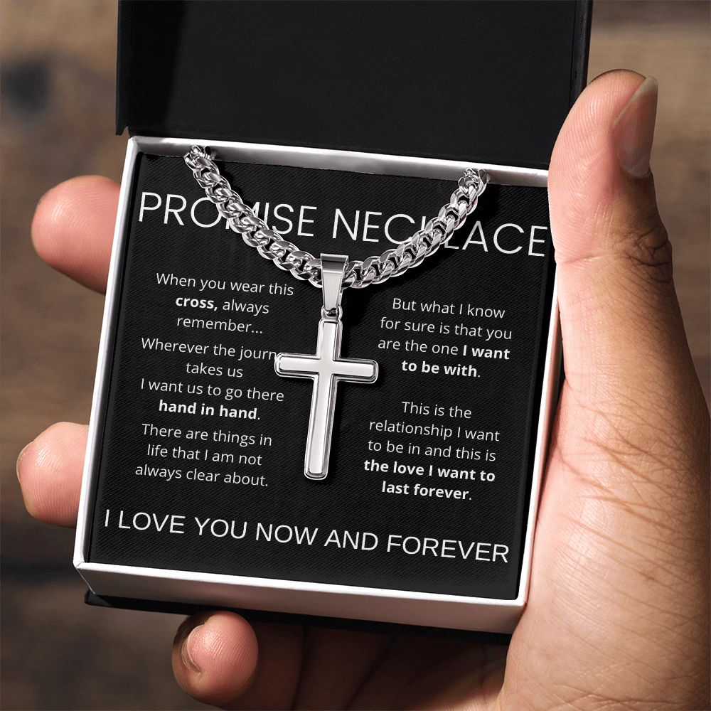 Stainless Steel Cross Necklace, Cuban Chain, Gift For Him