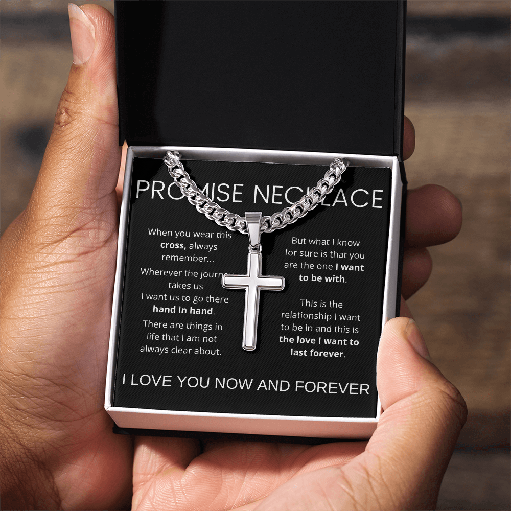 Stainless Steel Cross Necklace, Cuban Chain, Gift For Him