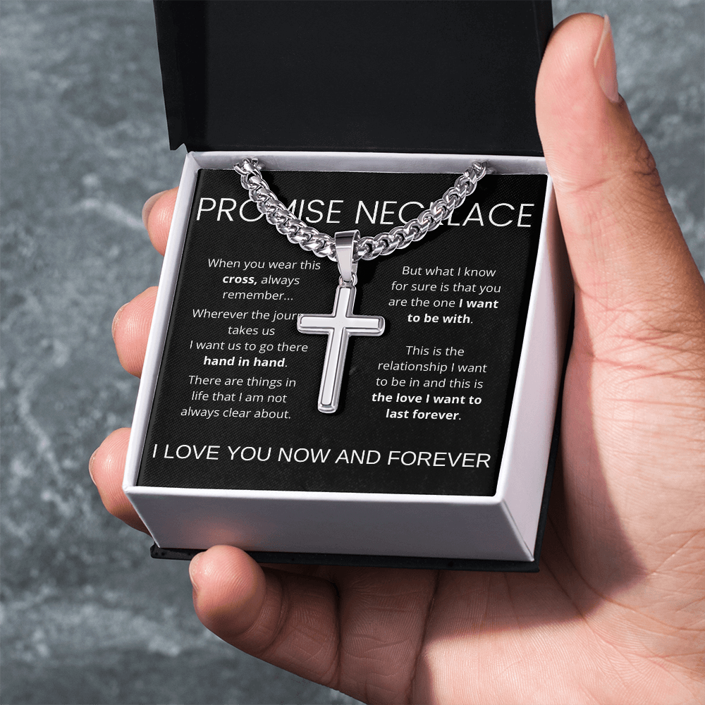 Stainless Steel Cross Necklace, Cuban Chain, Gift For Him