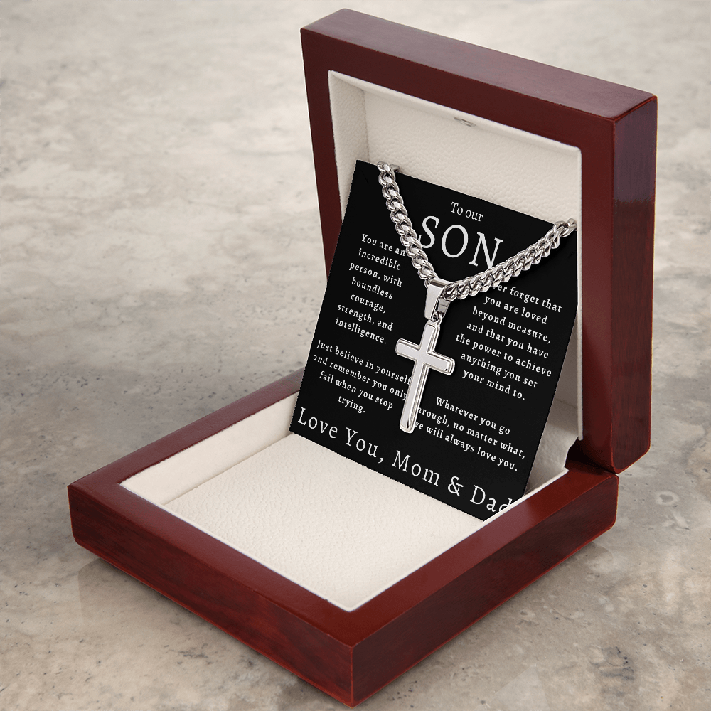 To Our Son Cross Necklace from Mom and Dad