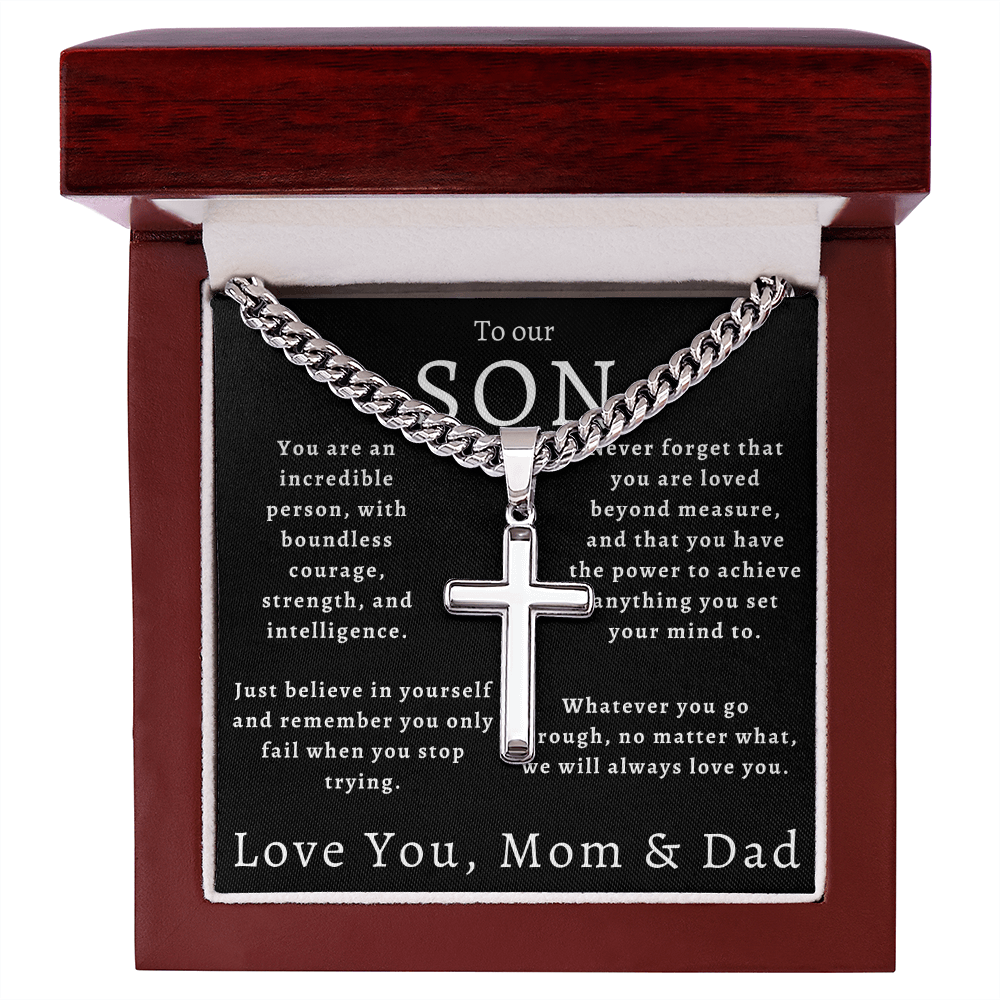 To Our Son Cross Necklace from Mom and Dad