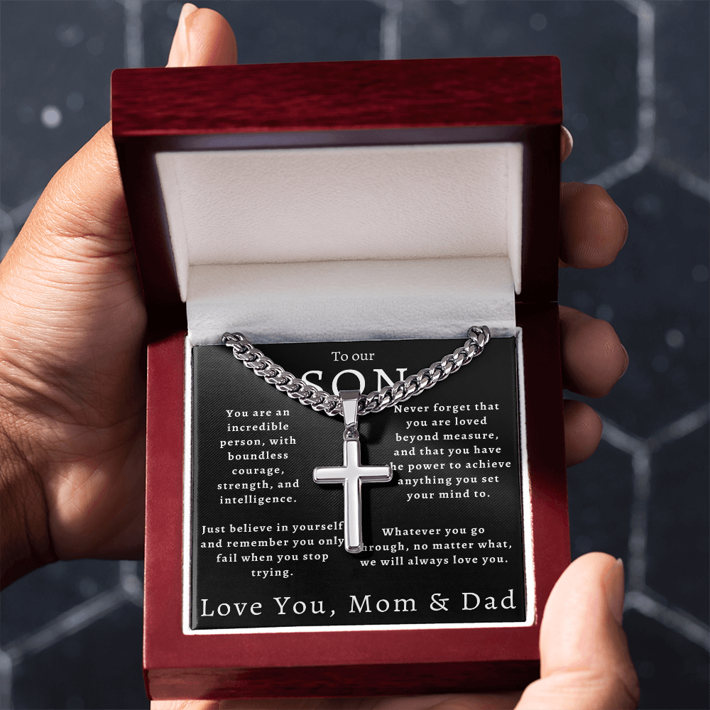 To Our Son Cross Necklace from Mom and Dad