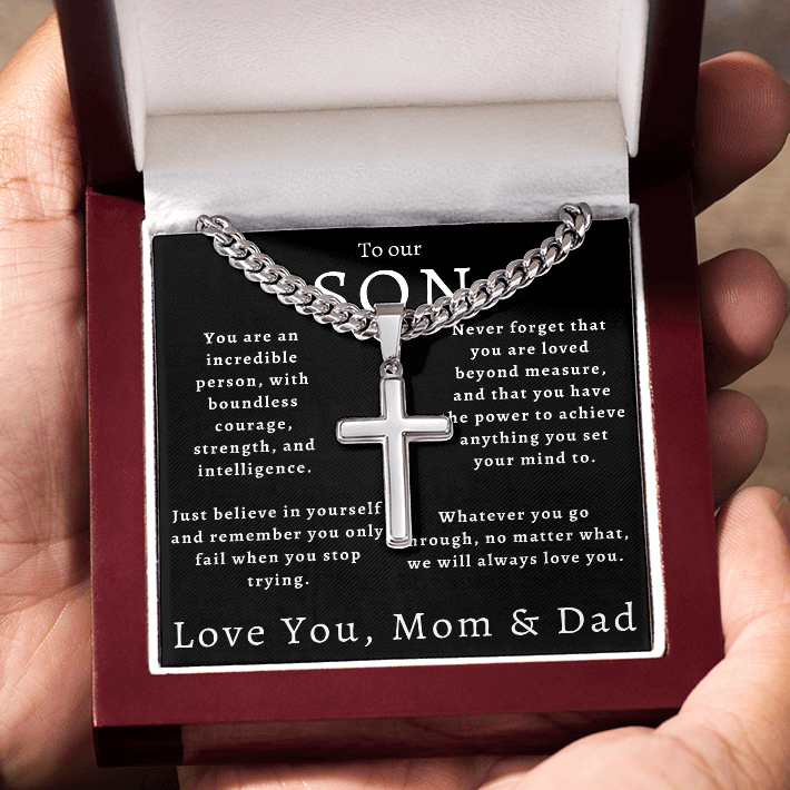 To Our Son Cross Necklace from Mom and Dad